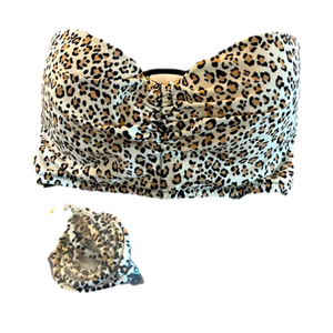 VICTORIA’S SECRET LEOPARD PRINT CORSET BACK BATHING SUIT TOP SIZE 34C
